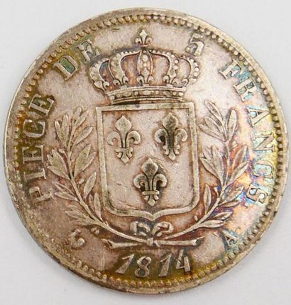 null Monnaie Royale - Argent.
Louis XVIII, 5 Francs, Buste habillé, 1814 A (Paris).
Poids...
