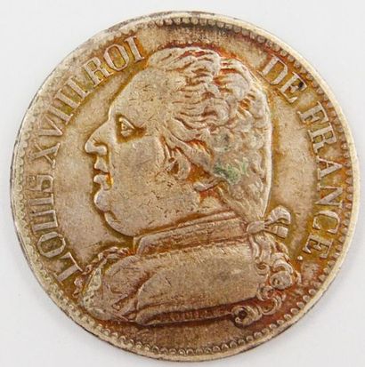 null Monnaie Royale - Argent.
Louis XVIII, 5 Francs, Buste habillé, 1814 A (Paris).
Poids...