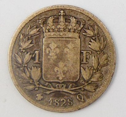 null Monnaie Royale - Argent.
Charles X, 1 Franc, à matrice du Revers Cinq-feuilles,...