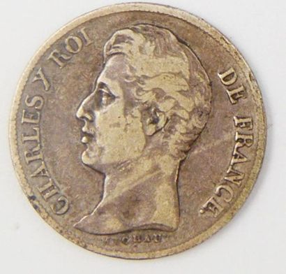 null Monnaie Royale - Argent.
Charles X, 1 Franc, à matrice du Revers Cinq-feuilles,...