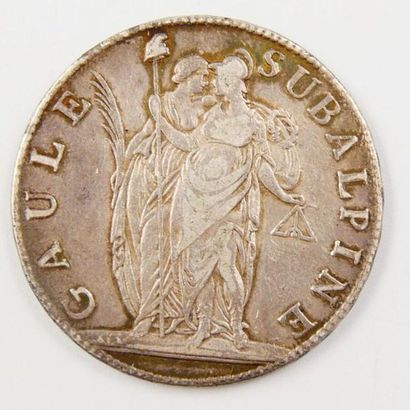 null Monnaie Italie - Argent.
Gaule Subalpine, 5 Francs, An 10 (1801-1802) Turin.
Poids...