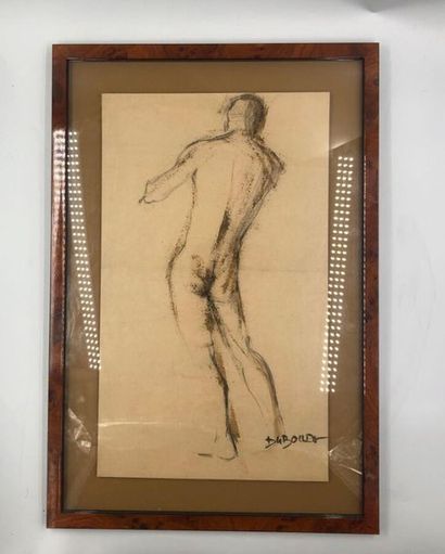 null Annie DUBOURG (1939-2015) Male
nude from back 
Lead pencil, charcoal and wash...