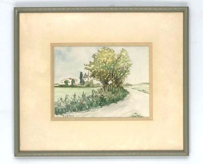 null TURPAIN - XXth 
Landscape 
Watercolour on paper 
Signed lower left 
12 x 16...