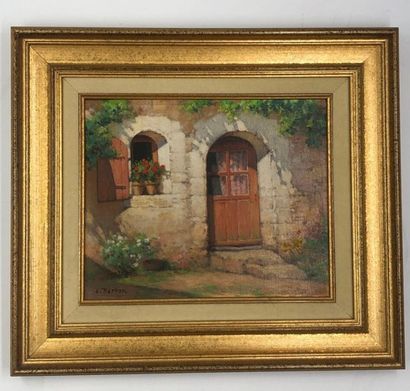null Charles Clément PERRON (1893-1958) 
Entrance 
Oil on panel 
Signed lower left
21.5...