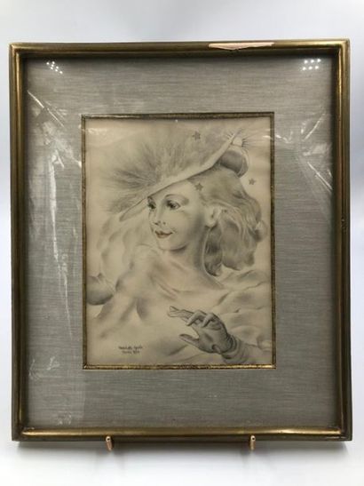 null Set of three reproductions including two signed Mariette Lydia - Paris 1933...