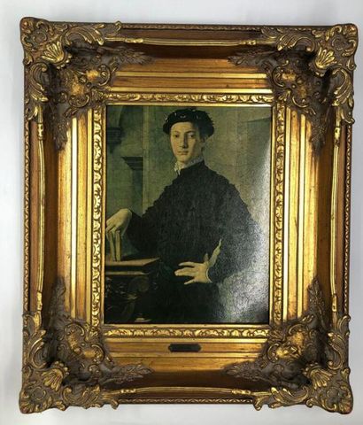 null Procédé de reproduction sur toile 
Portrait d'un jeune homme d'après Bronzino...