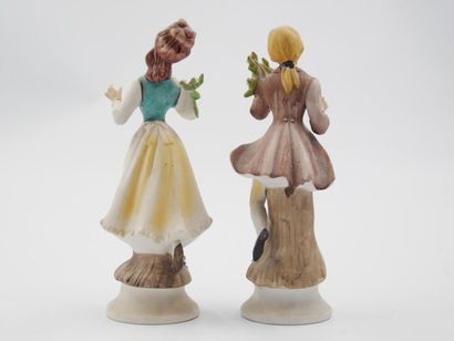 null In the taste of the XVIIIth century,
Pair of porcelain statuettes with polychrome...