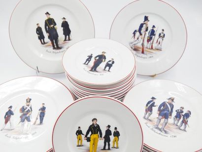 null A. LANTERNIER & Co - Limoges 
Six large plates, twelve medium plates and thirteen...
