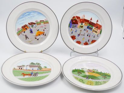 null Laplau for VILLEROY & BOCH
Four decorative plates in vitro porcelain with naive...