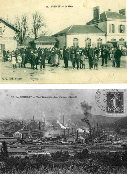 null 3 Cartes postales FRANCE: Petite Sélection. "Fismes-La Gare, Draveil- Fouilles...
