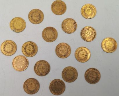 null Monnaies Françaises - Or. 10 Francs. 18 pièces.
Napoléon III, Tête nue. 1855...