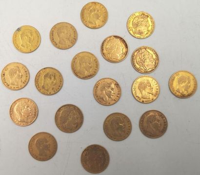 null Monnaies Françaises - Or. 10 Francs. 18 pièces.
Napoléon III, Tête nue. 1855...
