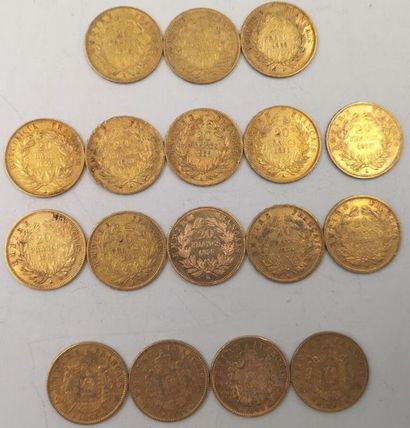 null Monnaies Françaises - Or. 20 Francs. 17 pièces.
Napoléon III, Tête Nue. 1852...