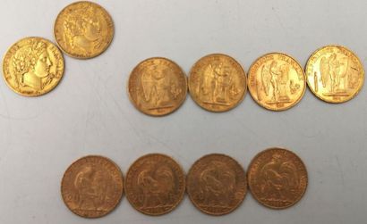 null Monnaies Françaises - Or. 20 Francs. 10 pièces. 
Cérès. 1849 A et 1850 A.
Génie....