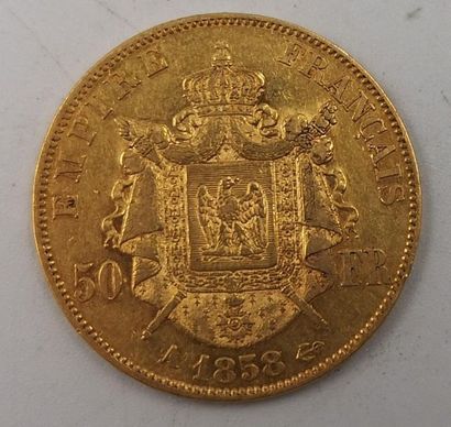 null Monnaie Française - Or.
Napoléon III. 50 Francs. 1858 A.
Poids : 16,07grs.

Estimation...