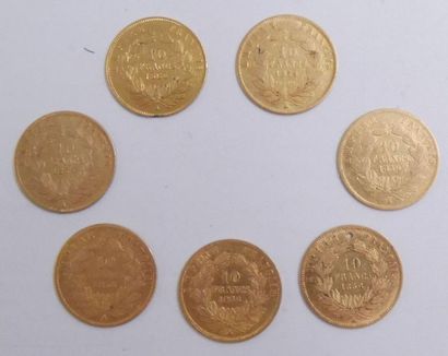 null 7 pièces de 10 Francs Or. Napoléon III.
1856 x 4, 1857, 1859 & 1860. A.
Poids...