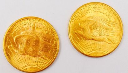 null 2 Monnaies Or. Etats-Unis.
20 Dollars Or - Saint Gaudens 1928 (2).
Poids : 66,97grs.

Estimation...