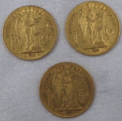 null 3 Pièces de 20 Francs Or, 2ème République, au Génie, 1848.
Poids : 19,27grs.

Estimation...