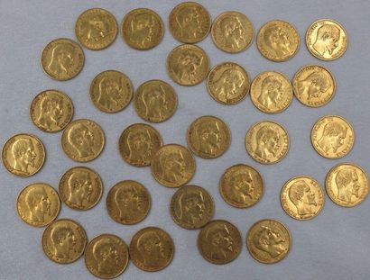 null 33 Pièces de 20 Francs Or, Napoléon III, Tête Nue.
1852 A (3), 1853 A (2), 1854...