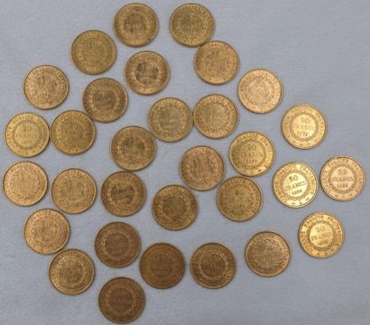 null 44 pièces de 20 Francs Or, IIIème République.
1874, 1875, 1876, 1877, 1878,...