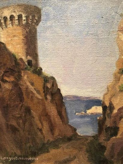null Lucienne PAGEOT-ROUSSEAUX (1899-1994) Genoese
tower in the Mediterranean
Oil...