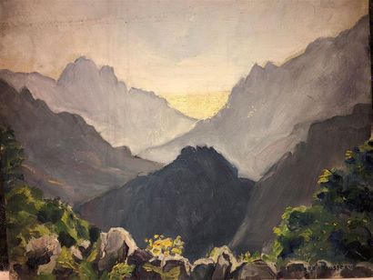 null Lucienne PAGEOT-ROUSSEAUX (1899-1994)
Paysage de montagne
Huile sur carton-toile...
