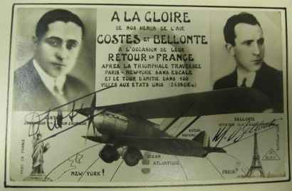 Dieudonné COSTES (Brevet n°1046) Raid Paris-New York avec BELLONTE en 1930. 8 pièces...