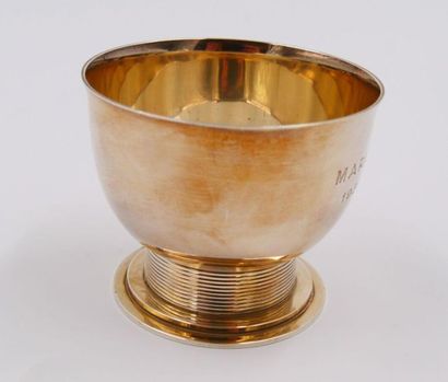 null Jean PUIFORCAT 
Goldsmith 
Small 950 thousandths silver Art Deco style cup with...