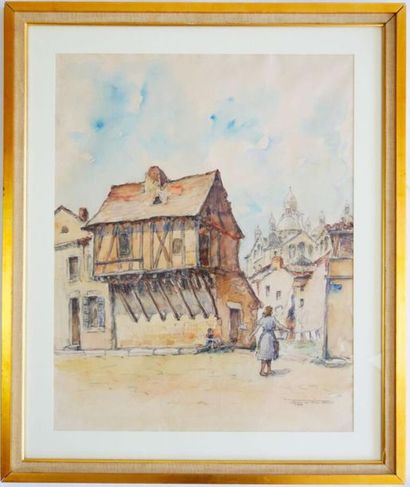 null Charles TILLIOLE (XXème siècle) : 
Place Jeanne d'Arc, Moulin à Périgueux
Aquarelle...