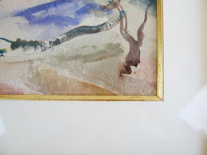 null Ecole du XXème siècle : 
Paysage
Aquarelle signée en bas à gauche (signature...