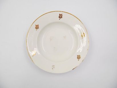 null LIMOGES France: Porcelain service 
part with gilded decoration of flower throws...