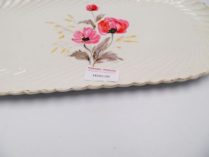 null MONEVILLE: Oblong 
tray with twisted sides, with enamelled decoration in the...