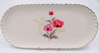null MONEVILLE: Oblong 
tray with twisted sides, with enamelled decoration in the...