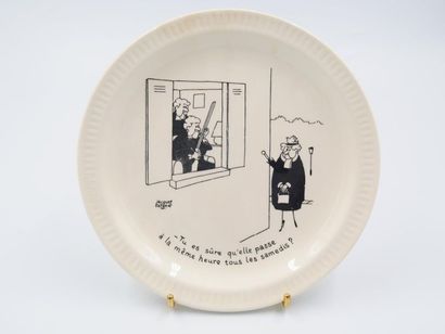 null Jacques FAIZANT for the Faïencerie de Saint-Amand: 
Seven humorous earthenware...