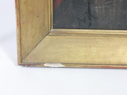 null École française XIXème siècle
L'avocat en robe
Huile sur carton 
55 x 36.5 cm...