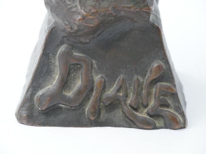 null Emmanuel VILLANIS (1858-1914) 
"Diane" 
Buste en bronze à patine brune
Titré...