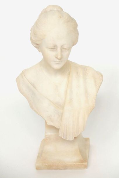null M. VITI - Fin XIXe - Début XXe siècle
Buste de jeune femme sur un socle en marbre...