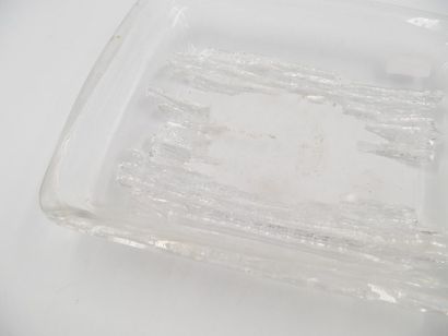 null DAUM : 
Coupe rectangulaire en cristal moulé-pressé à décor végétal.
6 x 31,5...
