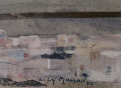 null Lily MASSON (1920-2019) :
Le village à la cure, 1977
Collage de papiers encrés,...