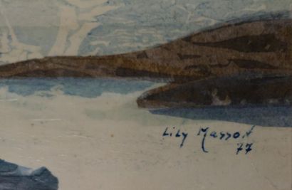null Lily MASSON (1920-2019) :
Contemplation de la mer, 1977
Collage de papiers encrés,...