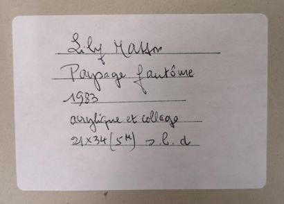 null Lily MASSON (1920-2019) :
Paysage fantôme, 1983
Acrylique et collage sur papier,...