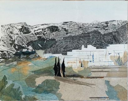null Lily MASSON (1920-2019) :
Athènes, 1976
Acrylique et collage sur papier, signé...