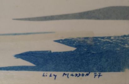 null Lily MASSON (1920-2019) :
Iles assoupies, 1977
Collage de papiers encrés, signé...