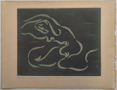null André MASSON (1896-1987) :
Une Ondine, 1954
Gravure en couleurs, signée en bas...