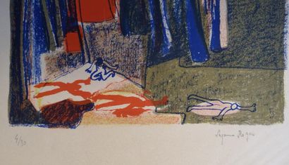 null Suzanne ROGER (1899-1986) : 
Cadavres agonisants en bord de forêt
Lithographie...
