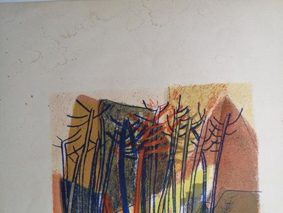null Suzanne ROGER (1899-1986) : 
Cadavres agonisants en bord de forêt
Lithographie...