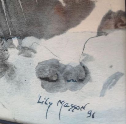 null Lily MASSON (1920-2019) :
La Source dans la neige, 1991
Acrylique sur papier,...
