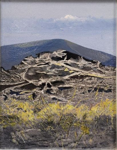 null Lily MASSON (1920-2019) :
L'Etna : laves figées et genêts, 1992
Acrylique sur...