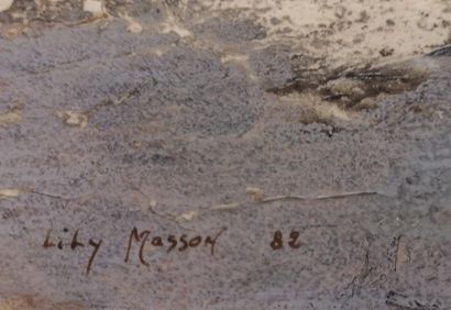 null Lily MASSON (1920-2019) :
Mer et rochers, 1982
Acrylique sur papier, signé et...