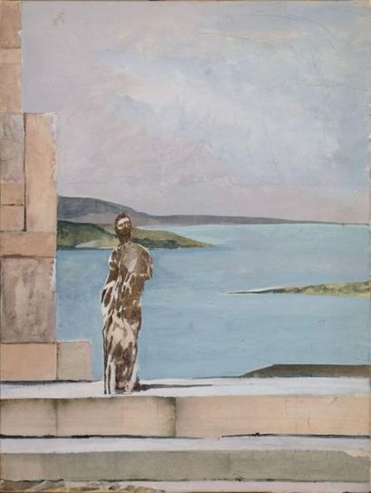 null Lily MASSON (1920-2019) :
Statue antique et vue sur le lac
Collage de papiers...